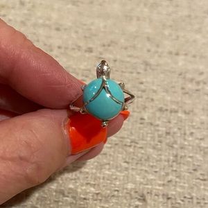 Sterling Silver & genuine turquoise turtle ring